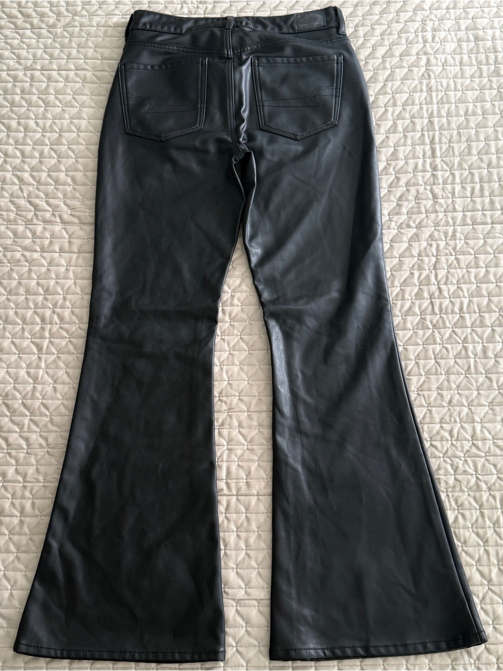 American Eagle AE Stretch Super High Waist Flare Vegan Leather Pants 8 - Picture 2 of 9